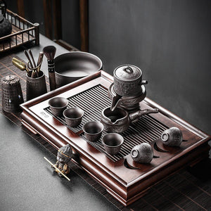 Gaiwan Kung Fu Chinese Cup Tea Set Ceremony Gift Automatic Pair Tea Set Board Luxury Vintage Juego De Te Silent Drink AB50TS acacuss