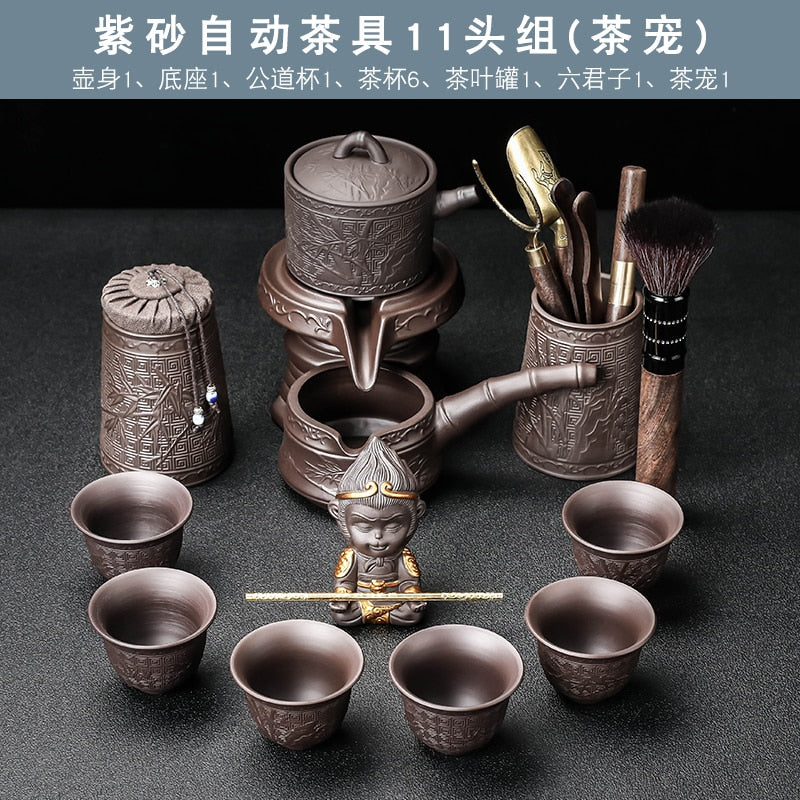 Gaiwan Kung Fu Chinese Cup Tea Set Ceremony Gift Automatic Pair Tea Set Board Luxury Vintage Juego De Te Silent Drink AB50TS acacuss