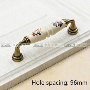 Garden Ceramic Furniture Kitchen Cabinet Drawer Handle, Flower Green Leaf Pattern Wardrobe Locker, Bedside Table Knob acacuss