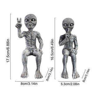 Garden Statue UFO Indoor Outdoor Garden Decor,Resin Alien Statues 2pcs,Desktop Figurine Ornaments for Bookshelf Cabine Figure acacuss