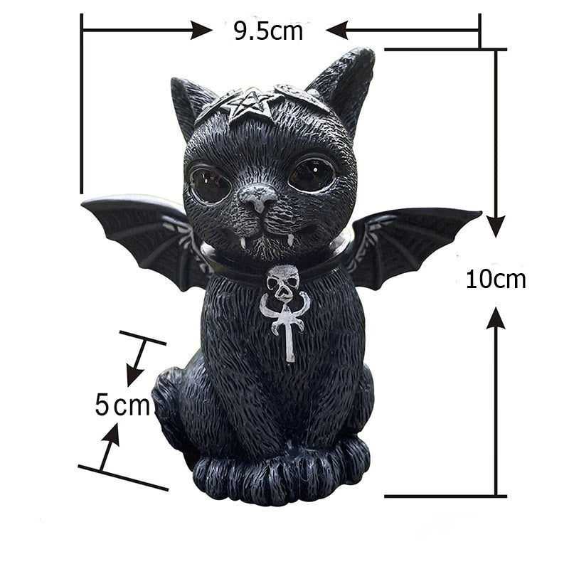Garden Witch Cat Sculpture Gothic Kitten Decoration Halloween Magic Cat Statue Resin Craft Ornament Home Outdoor Courtyard Decor acacuss