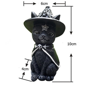 Garden Witch Cat Sculpture Gothic Kitten Decoration Halloween Magic Cat Statue Resin Craft Ornament Home Outdoor Courtyard Decor acacuss