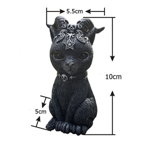Garden Witch Cat Sculpture Gothic Kitten Decoration Halloween Magic Cat Statue Resin Craft Ornament Home Outdoor Courtyard Decor acacuss