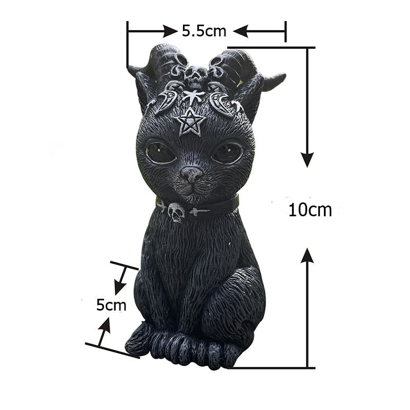 Garden Witch Cat Sculpture Gothic Kitten Decoration Halloween Magic Cat Statue Resin Craft Ornament Home Outdoor Courtyard Decor acacuss