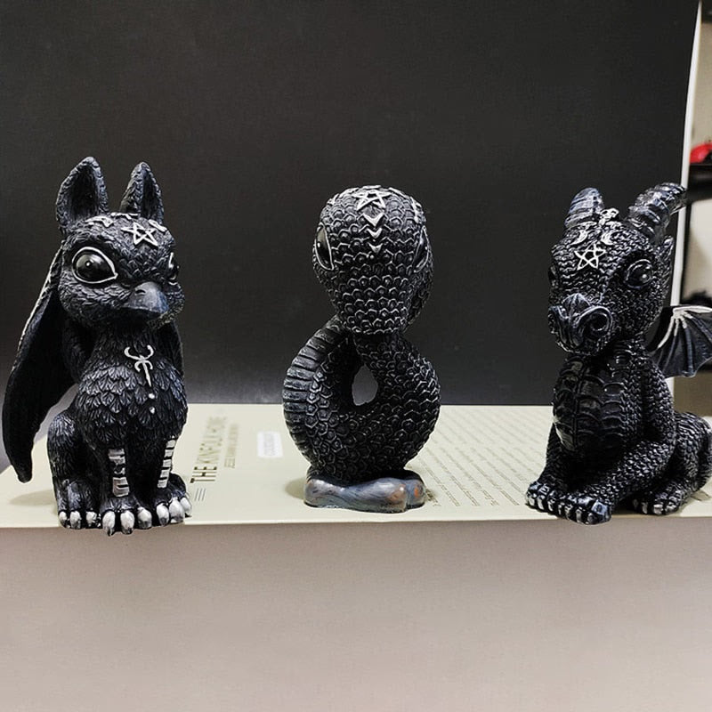 Garden Witch Cat Sculpture Gothic Kitten Decoration Halloween Magic Cat Statue Resin Craft Ornament Home Outdoor Courtyard Decor acacuss