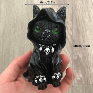 Garden Witch Cat Sculpture Gothic Kitten Decoration Halloween Magic Cat Statue Resin Craft Ornament Home Outdoor Courtyard Decor acacuss