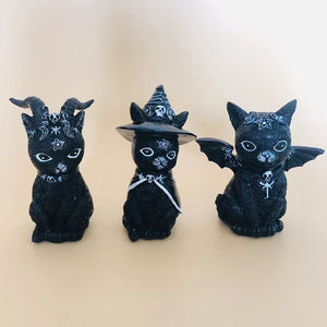 Garden Witch Cat Sculpture Gothic Kitten Decoration Halloween Magic Cat Statue Resin Craft Ornament Home Outdoor Courtyard Decor acacuss