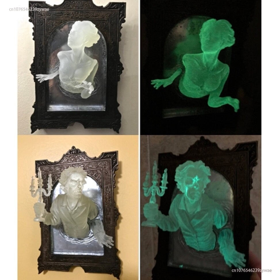 Ghost In The Mirror Wall Plaque Halloween Horror Sculpture Devil's Hand Luminous Display Mirror Resin Crafts Home Decor New 2023 acacuss