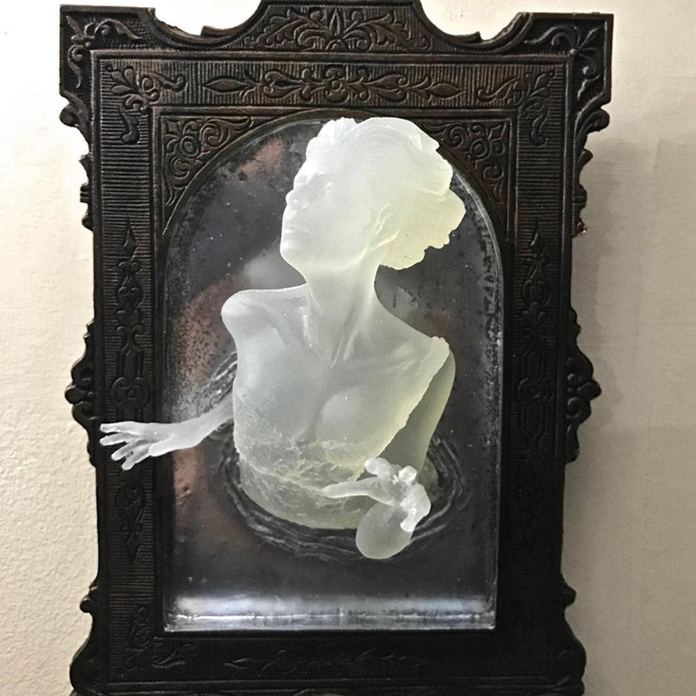 Ghost Sculpture Resin In The Mirror Wall Plaque Luminous Display Mirror Creative Hanging Wall Home Room Decorations Home Decor acacuss