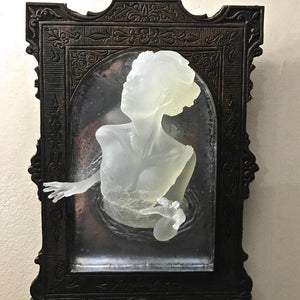 Ghost Sculpture Resin In The Mirror Wall Plaque Luminous Display Mirror Creative Hanging Wall Home Room Decorations Home Decor acacuss