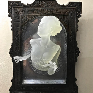 Ghost Sculpture Resin In The Mirror Wall Plaque Luminous Display Mirror Creative Hanging Wall Home Room Decorations Home Decor acacuss