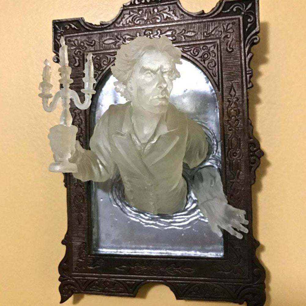 Ghost Sculpture Resin In The Mirror Wall Plaque Luminous Display Mirror Creative Hanging Wall Home Room Decorations Home Decor acacuss