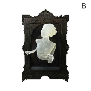 Ghost Sculpture Resin In The Mirror Wall Plaque Luminous Display Mirror Creative Hanging Wall Home Room Decorations Home Decor acacuss