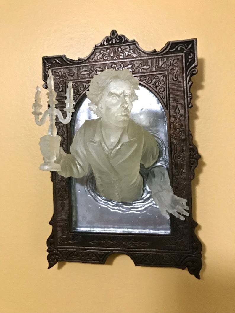 Ghost Sculpture Resin In The Mirror Wall Plaque Luminous Display Mirror Creative Hanging Wall Home Room Decorations Home Decor acacuss