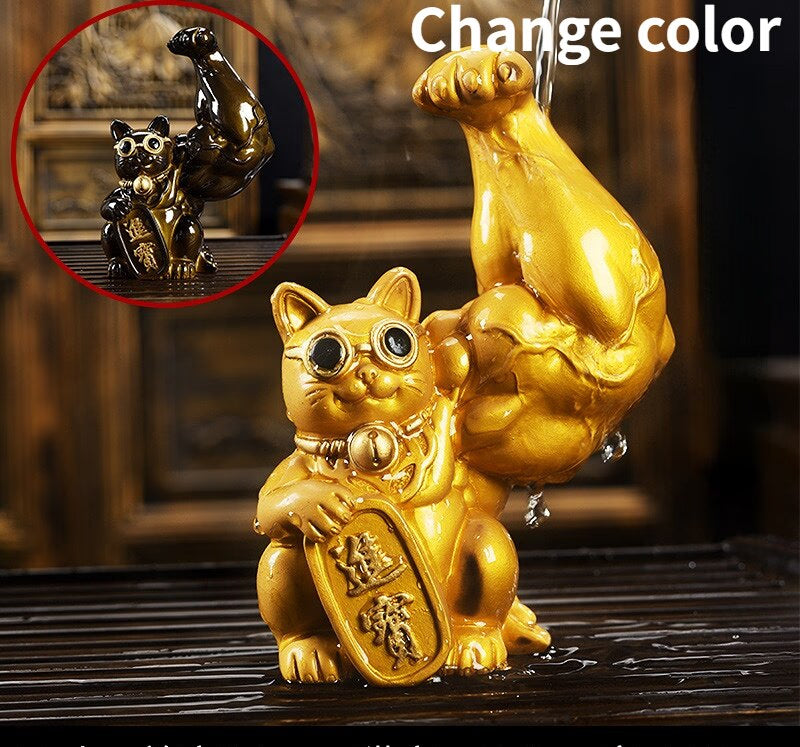 Giant Arm Lucky Cat Color Changing Tea Pet Creative Resin Tea Cup Home Decor Lucky Cat Ornament Changes Color When Hot Water acacuss