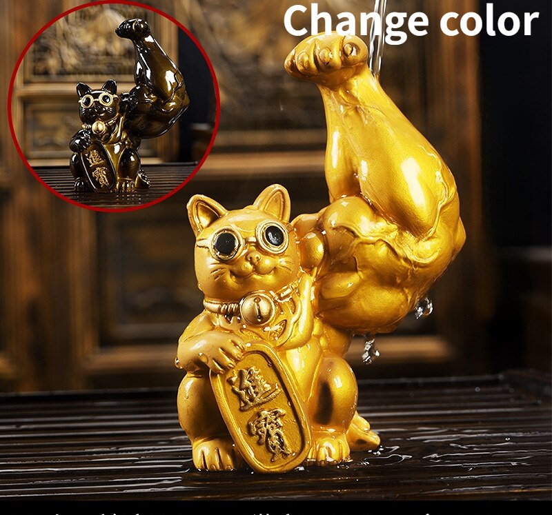 Giant Arm Lucky Cat Color Changing Tea Pet Creative Resin Tea Cup