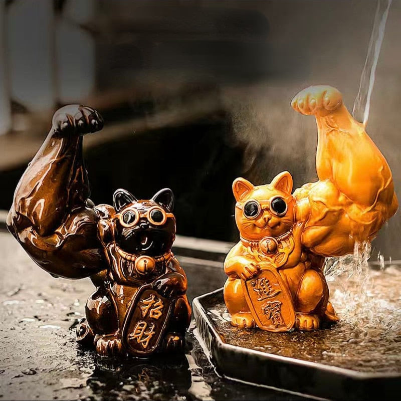 Giant Arm Lucky Cat Color Changing Tea Pet Creative Resin Tea Cup Home Decor Lucky Cat Ornament Changes Color When Hot Water acacuss