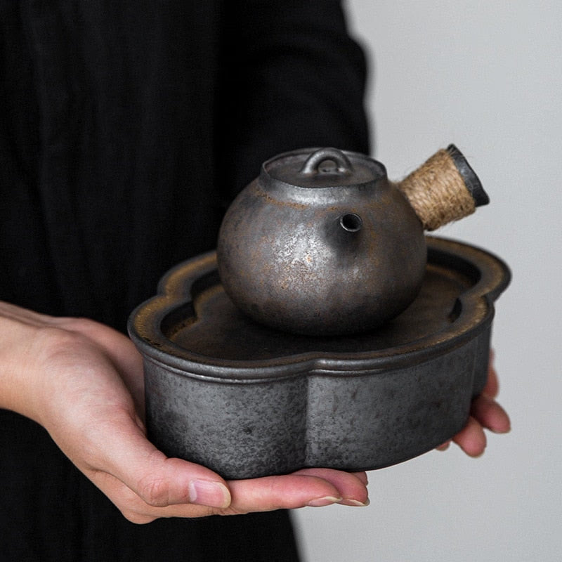 Gilt Iron Glaze Teapot Japanese Style Vintage Ceramic Mini Kung Fu Tea Set Teapot Portable 200ml Single Tea Pot Office Household acacuss