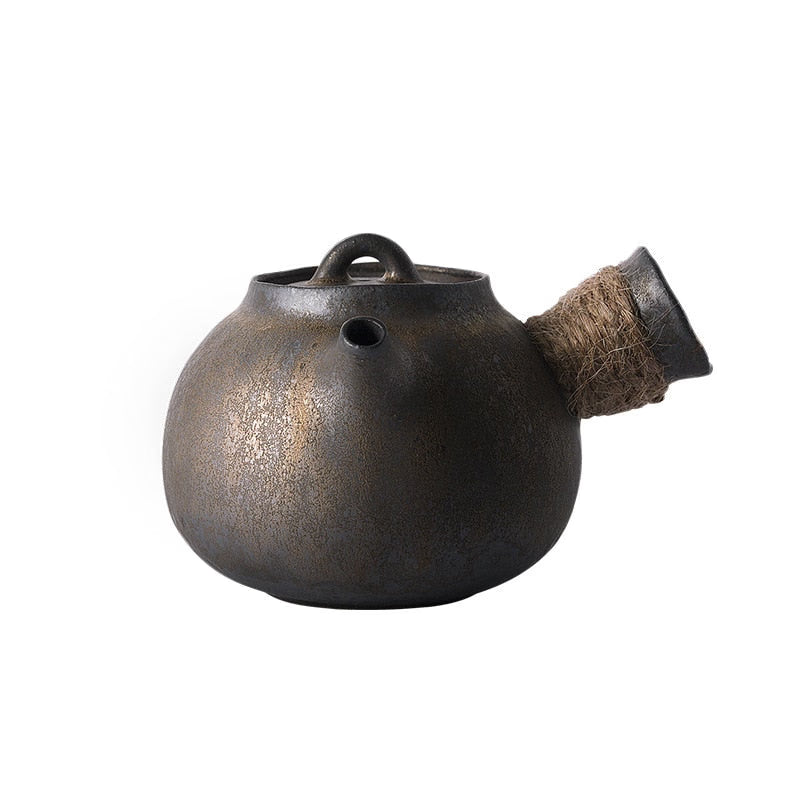 Gilt Iron Glaze Teapot Japanese Style Vintage Ceramic Mini Kung Fu Tea Set Teapot Portable 200ml Single Tea Pot Office Household acacuss
