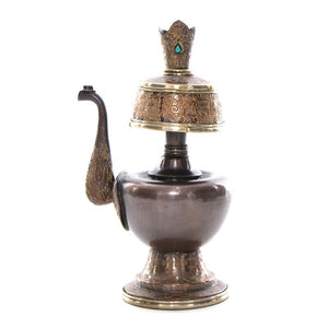 Gilt Tantric Offerings Benba Pot Nepo Red Copper Carved Water Purification Bottle Tibetan Buddhism Wenba Bottle acacuss