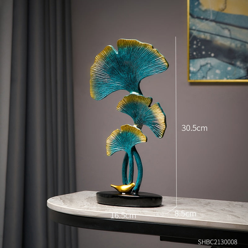 Ginkgo Leaf Statue Simple Living Room Decoration Home Metal Crafts Modern Plant Sculpture Aesthetic Room Ornaments Shelf Decor acacuss