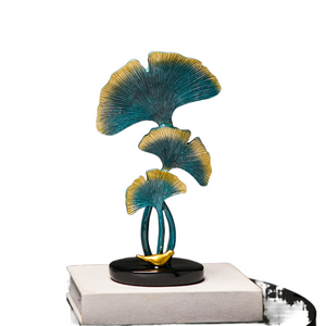 Ginkgo Leaf Statue Simple Living Room Decoration Home Metal Crafts Modern Plant Sculpture Aesthetic Room Ornaments Shelf Decor acacuss