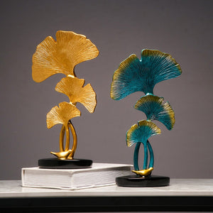Ginkgo Leaf Statue Simple Living Room Decoration Home Metal Crafts Modern Plant Sculpture Aesthetic Room Ornaments Shelf Decor acacuss