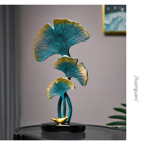 Ginkgo Leaf Statue Simple Living Room Decoration Home Metal Crafts Modern Plant Sculpture Aesthetic Room Ornaments Shelf Decor acacuss