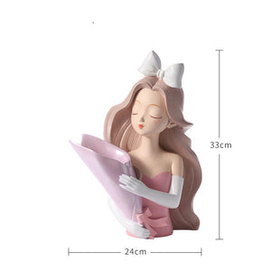 Girl Statue Home Decor Creative Vase Resin Model Storage Tray Decoration Living Room Flower Vases Craft Living Room Decoration acacuss