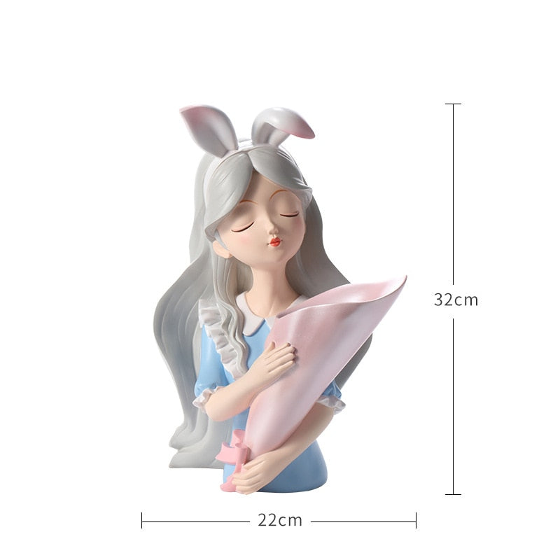 Girl Statue Home Decor Creative Vase Resin Model Storage Tray Decoration Living Room Flower Vases Craft Living Room Decoration acacuss