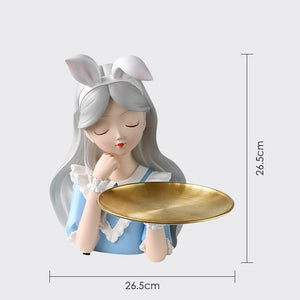 Girl Statue Home Decor Creative Vase Resin Model Storage Tray Decoration Living Room Flower Vases Craft Living Room Decoration acacuss