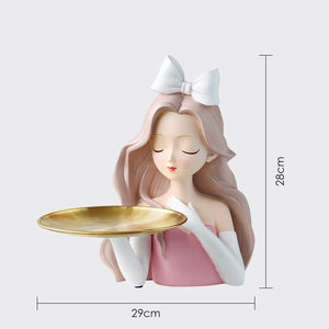 Girl Statue Home Decor Creative Vase Resin Model Storage Tray Decoration Living Room Flower Vases Craft Living Room Decoration acacuss