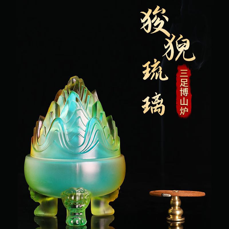 Glass Incense Burner Home Indoor Boshan Furnace Sandalwood Agarwood Three-Legged Incense Burner Incense Burner Incense Tray acacuss