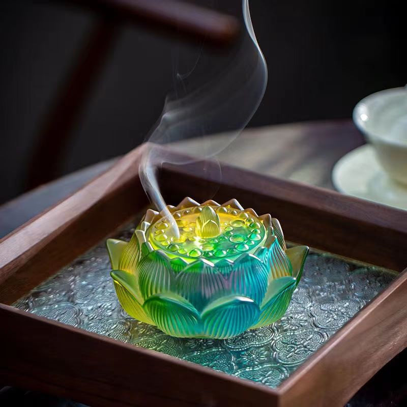 Glass Incense Stove Large Household Indoor Plate Incense Pagoda Incense Seal Stove Lotus Creative Sandalwood Tea acacuss