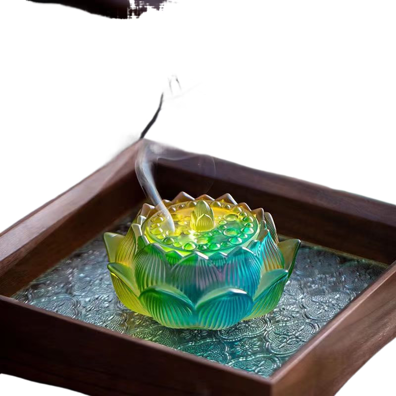 Glass Incense Stove Large Household Indoor Plate Incense Pagoda Incense Seal Stove Lotus Creative Sandalwood Tea acacuss