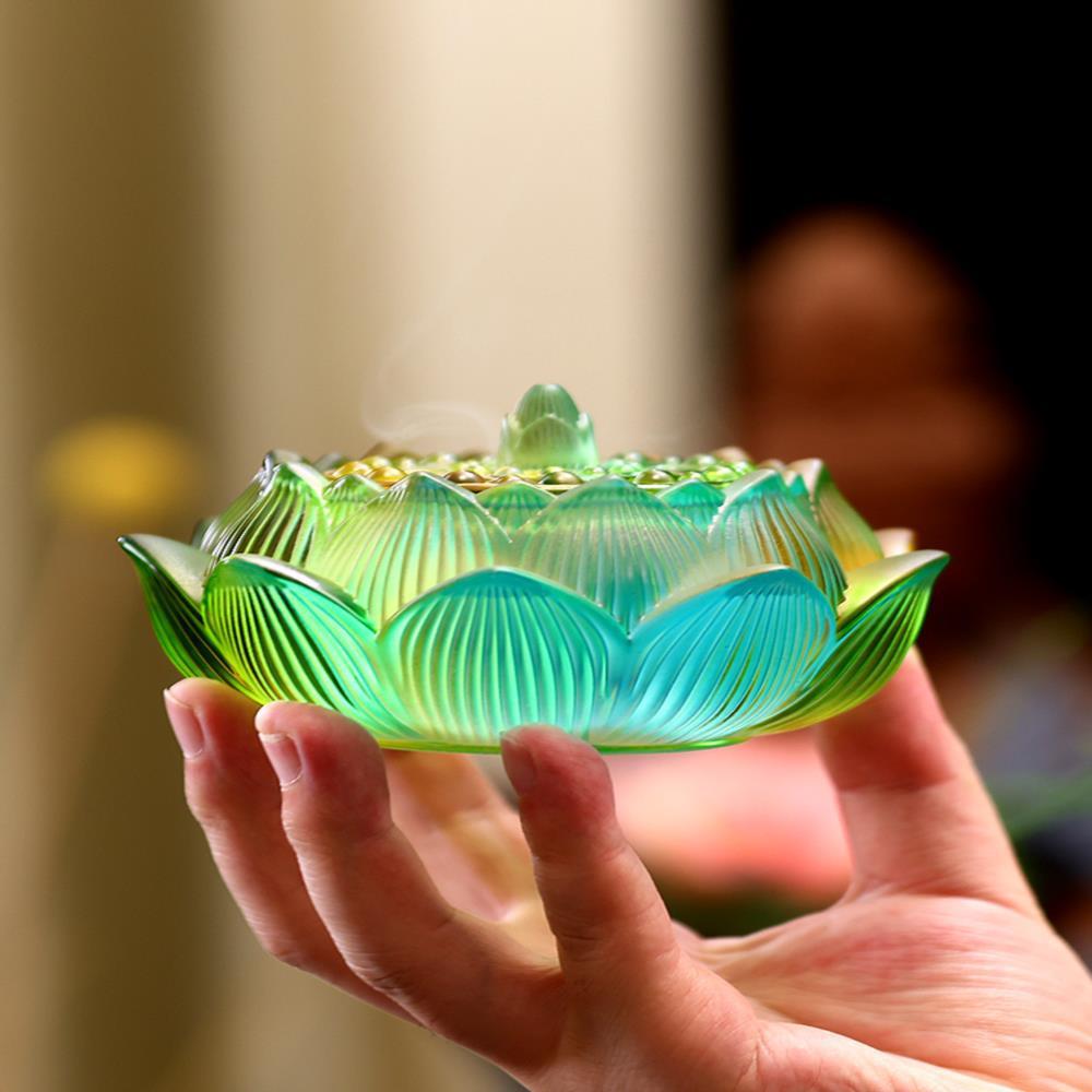 Glass Incense Stove Large Household Indoor Plate Incense Pagoda Incense Seal Stove Lotus Creative Sandalwood Tea acacuss