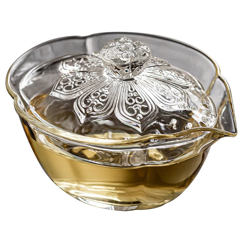 Glass · Lotus Zen Heart Holding Gaiwan Heat and Scald Resistant Er Cai Tea Tureen Hand Kettle Cup for Tea Exquisite Gifts acacuss