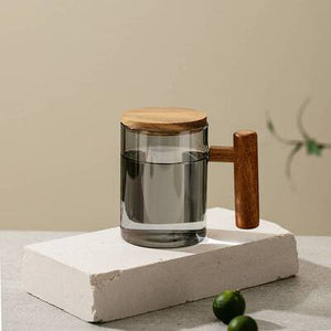 Glass Teacup with Infuser and Lid, Glass Tea Mug, Big Tea Cup with Wood Handle for Loose Leaf Tea acacuss
