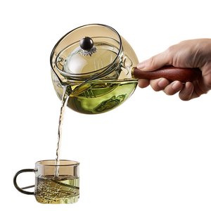 Glass Teapot With Wood Handle Chinese Tea Ceremony Pure Tea Kung Fu Tea Transparent Teawear Set Side Handle Glass Kettle acacuss