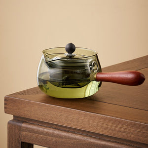 Glass Teapot With Wood Handle Chinese Tea Ceremony Pure Tea Kung Fu Tea Transparent Teawear Set Side Handle Glass Kettle acacuss