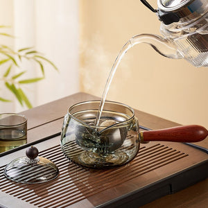Glass Teapot With Wood Handle Chinese Tea Ceremony Pure Tea Kung Fu Tea Transparent Teawear Set Side Handle Glass Kettle acacuss