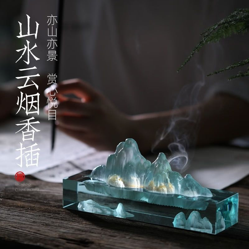 Glass landscape decoration wire incense stick incense holder incense burner lying incense smoke stove tea ceremony pen holder acacuss