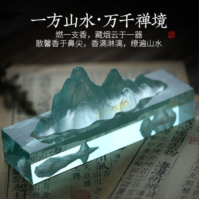 Glass landscape decoration wire incense stick incense holder incense burner lying incense smoke stove tea ceremony pen holder acacuss