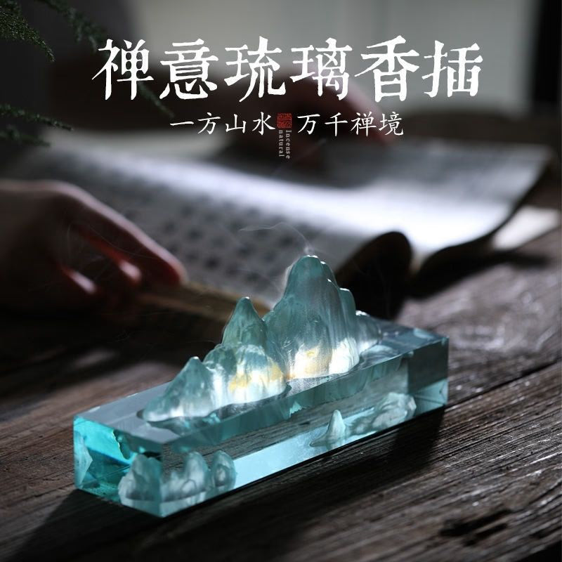 Glass landscape decoration wire incense stick incense holder incense burner lying incense smoke stove tea ceremony pen holder acacuss