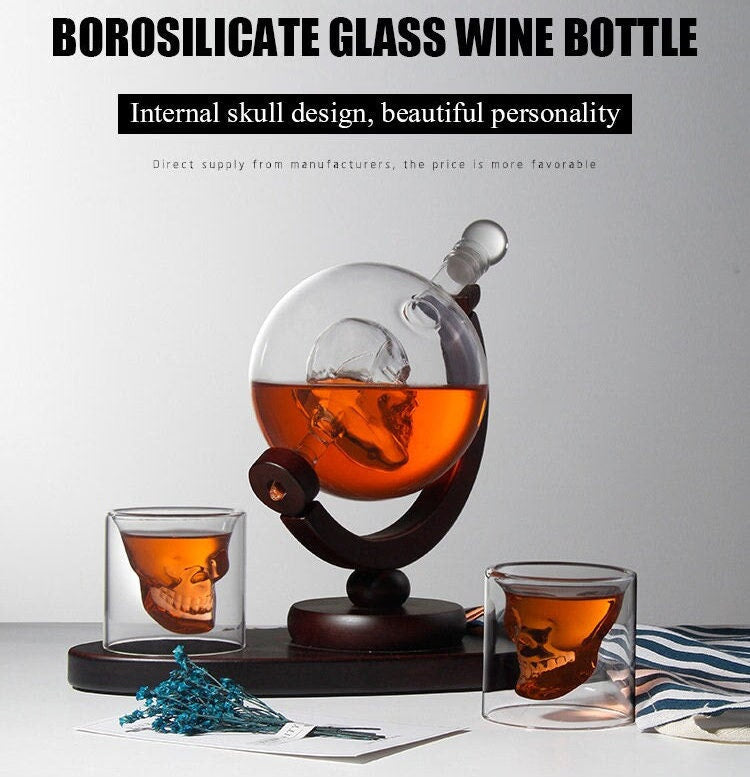 Globe Whiskey Scotch Decanter Set Best for whiskey gift Vintage Blower Wine Pot Diamond Wine Stopper Glass Decanter Bottle - wine decanter - ACACUSS