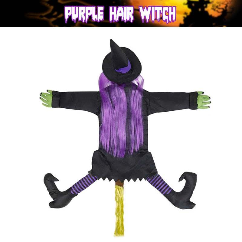 2023 New Glow Halloween Witch Doll Courtyard Witch Crashing Into Tree LED Halloween Decoration Toy Funny Door Porch Tree Decorat acacuss