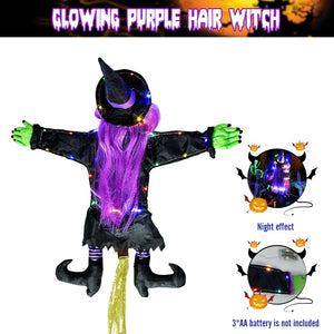 2023 New Glow Halloween Witch Doll Courtyard Witch Crashing Into Tree LED Halloween Decoration Toy Funny Door Porch Tree Decorat acacuss