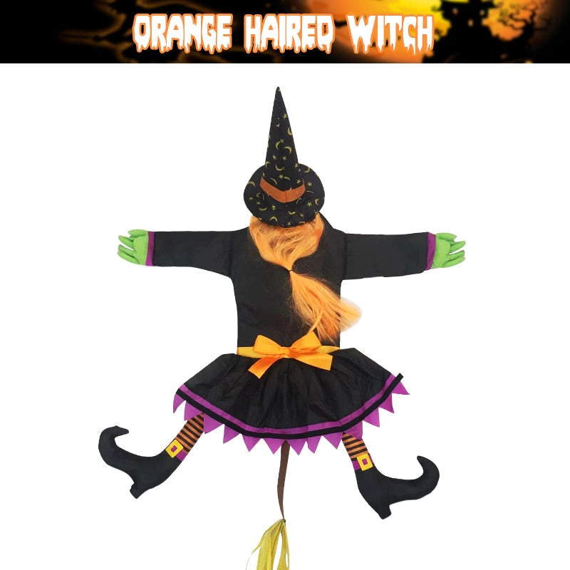 2023 New Glow Halloween Witch Doll Courtyard Witch Crashing Into Tree LED Halloween Decoration Toy Funny Door Porch Tree Decorat acacuss
