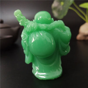 Glowing Chinese Money Laughing Buddha Statue Sculpture Man-made Jade Stone Home Decoration Maitreya Buddha Statues Figurines acacuss
