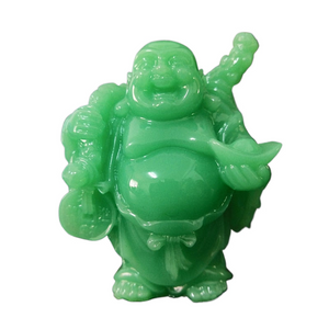 Glowing Chinese Money Laughing Buddha Statue Sculpture Man-made Jade Stone Home Decoration Maitreya Buddha Statues Figurines acacuss